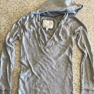 Gray American Eagle lightweight hooded shirt